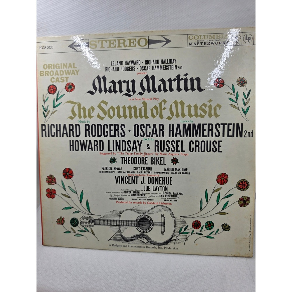The Sound of Music Original Broadway Cast Vinyl Mary Martin Columbia KOS 2020 LP